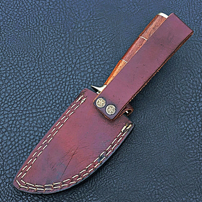 HS-422 | Custom Handmade Damascus Steel Hunting Knife - Beautiful Wood Handle