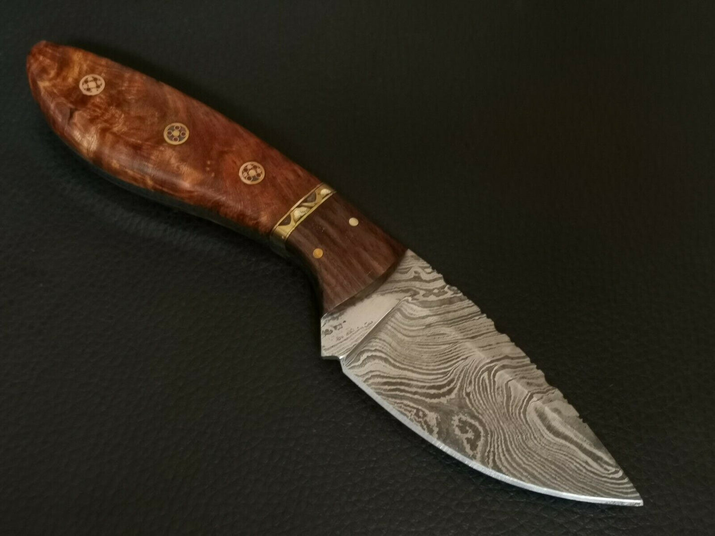 HS-777 Custom Handmade Damascus Hunting-Skinner Knife With Wood Handle