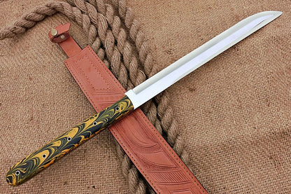 HS-1102 | Custom Handmade Steel D2 Fighter Hunting Combat Mini Sword knife With Resin Handle