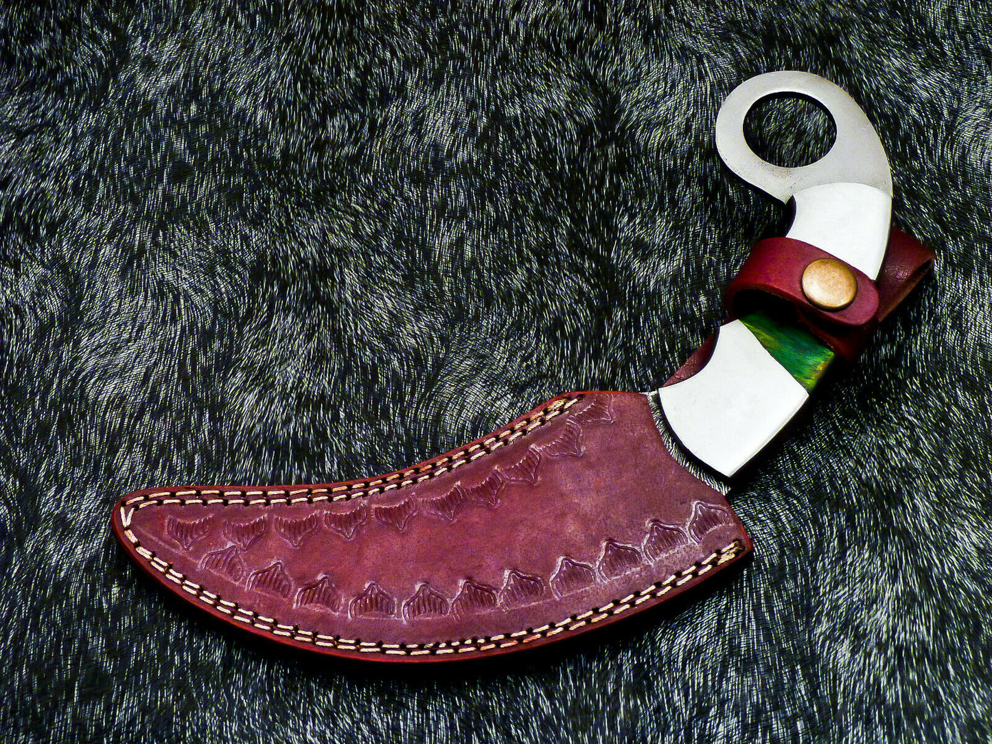 HS-892 Custom Hand Forged Damascus Steel 10" Karambit Knife - Hard Wood Handle