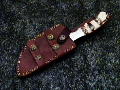HS-918 '' Custom Hand Forged Damascus Steel 10" Tracker Hunting Knife BONE Handle
