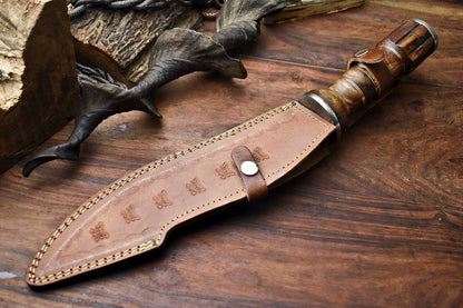 HS-867 Custom Handmade Damascus Steel Hunitng/Kukri Knife - Wood Handle