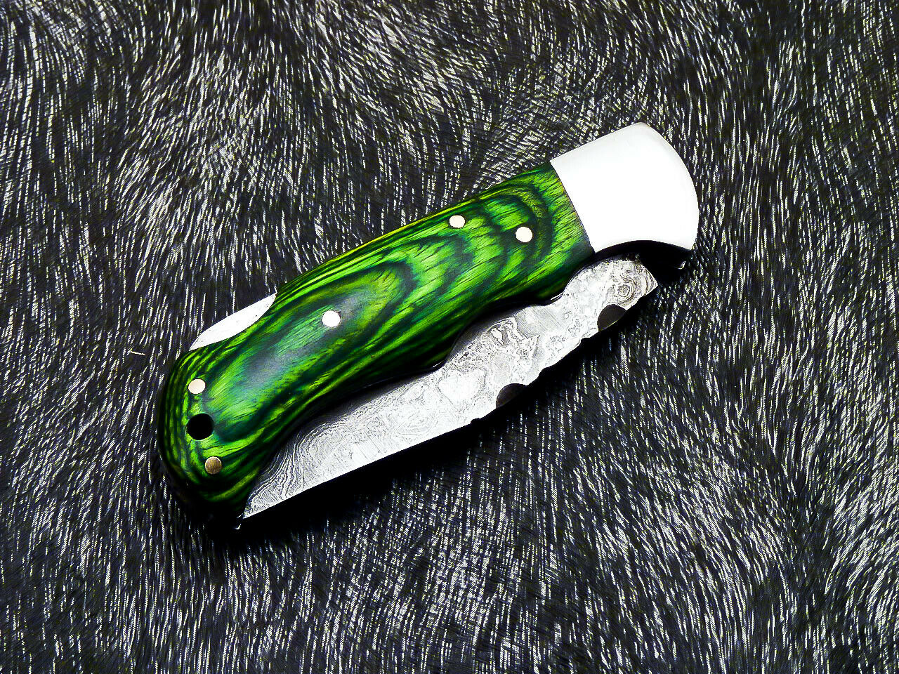 HS-1118 '' CUSTOM HANDMADE DAMASCUS BLADE POCKET FOLDING KNIFE - HARD WOOD HANDLE