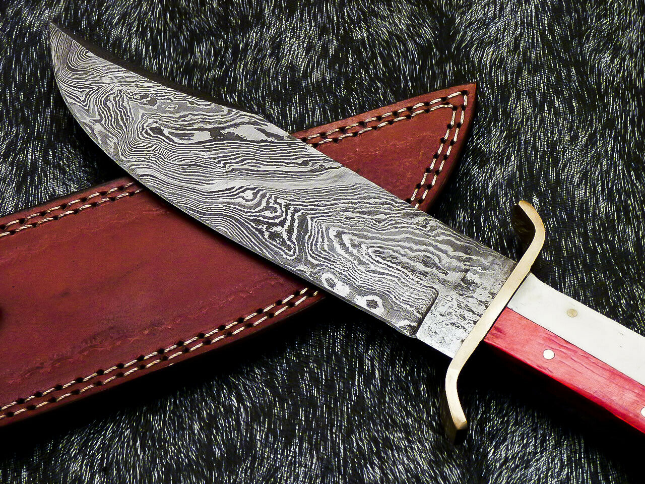 HS-379 '' Custom Hand Forged Damascus Steel 12" Bowie Hunting Knife BONE / WOOD