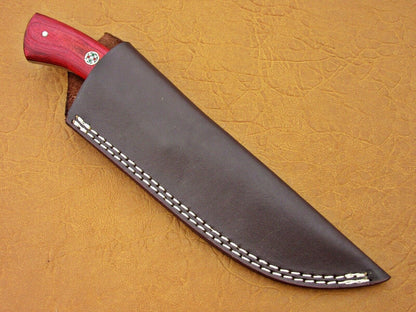 HS-768 Custom Handmade Damascus Skinner Knife With Hard Wood & Rose Wood Hanlde