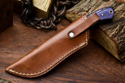 HS-704 Custom Handmade Damascus Steel Skinner Knife - Beautiful Wood Handle