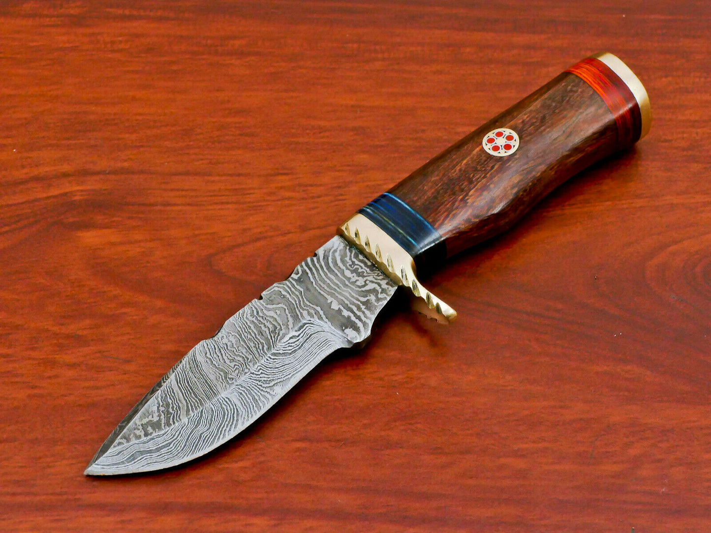 HS-788 Custom Handmade Damascus Skinner Knife With Wood Handles