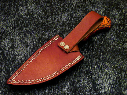 HS-581 Custom Hand Forged Railroad Spike Carbon Steel 8.5" Skinning Knife WOOD
