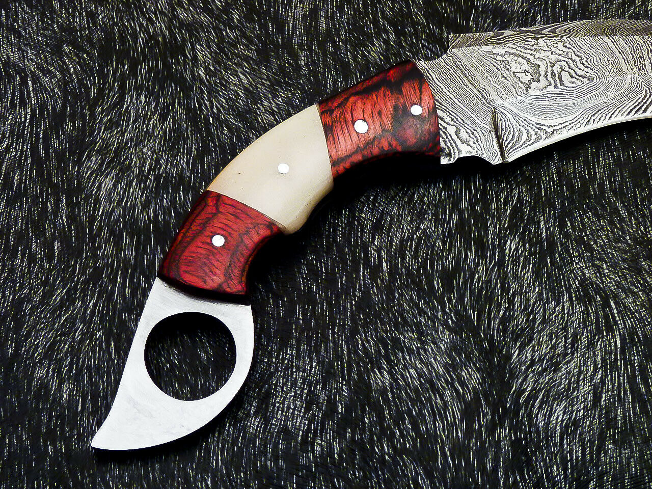 HS-890 Custom Hand Forged Damascus Steel 10" Karambit Knife - Hard Wood Handle