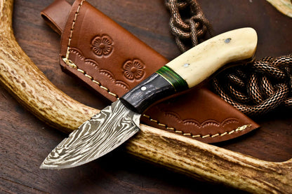 HS-613 Handmade Damascus Skinning Blade Camping Full Tang Knife