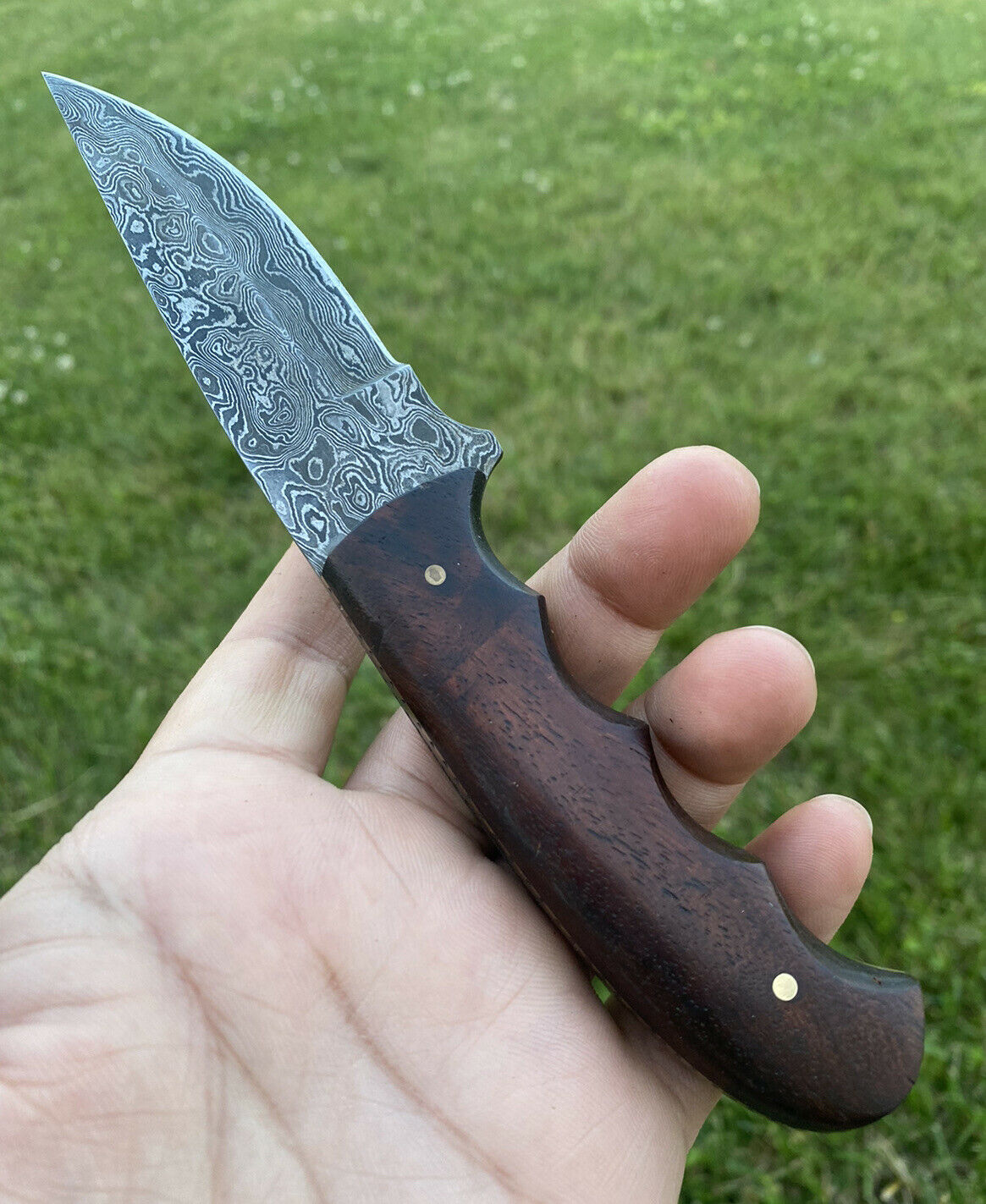 HS-731 Custom Handmade Damascus Steel Skinner Knife - Wood  Handle