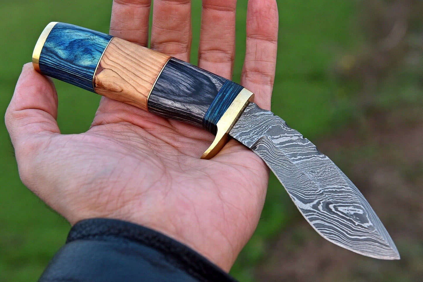 HS-880 Custom Handmade Damascus Kukri Knife With Hard Wood And Bone Handle