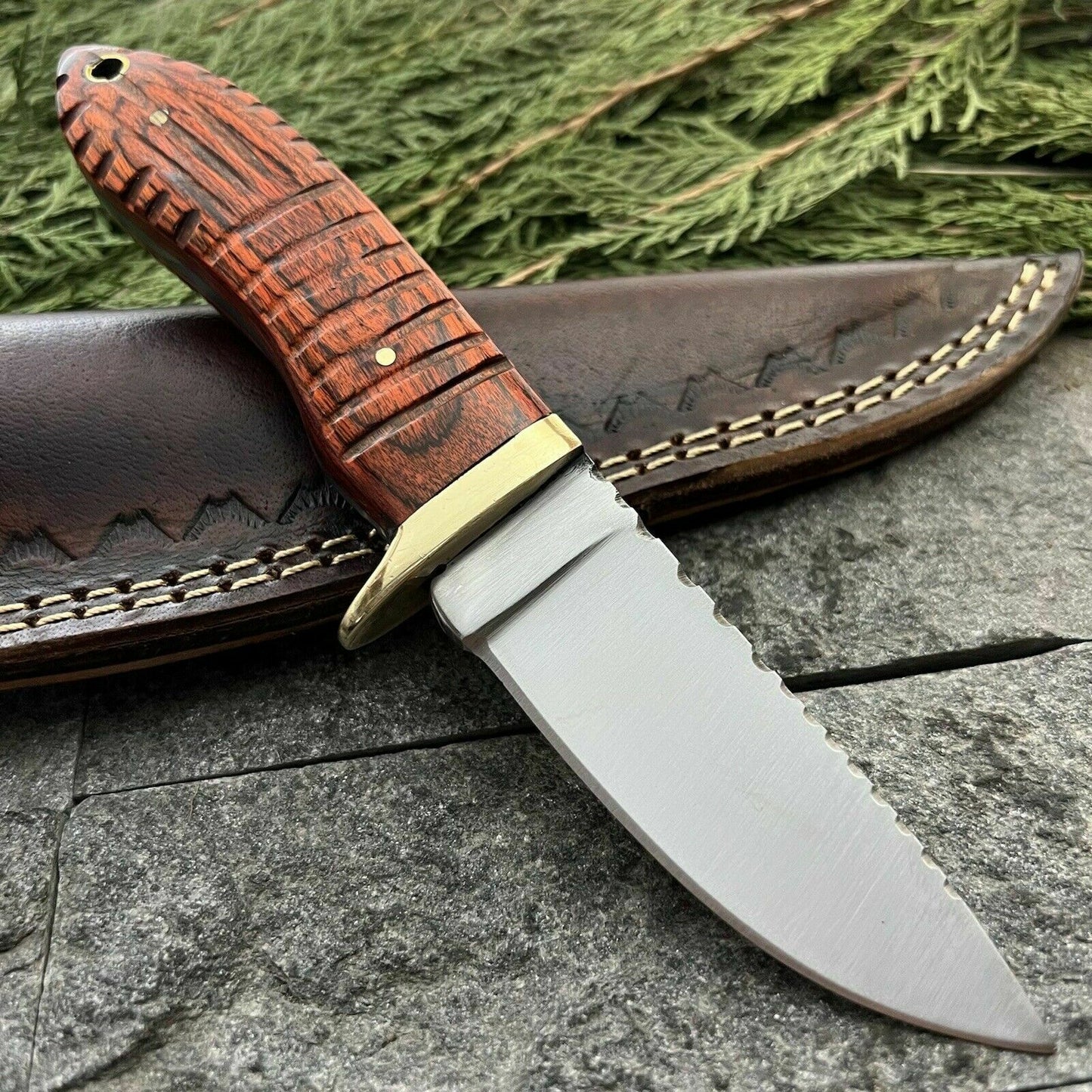 HS-567 Custom Handmade D2 Steel High Polish Hunting Skinner Knife W/Sheath