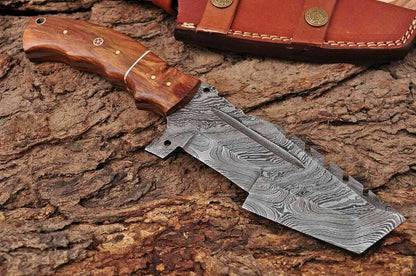 HS-938  Custom Handmade Damascus Steel Tracker Knife With Rose Wood Handle