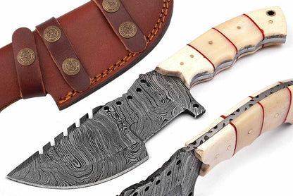 HS-935 Custom Handmade Damascus Steel Tracker-Hunting Knife With Camel Bone Handle