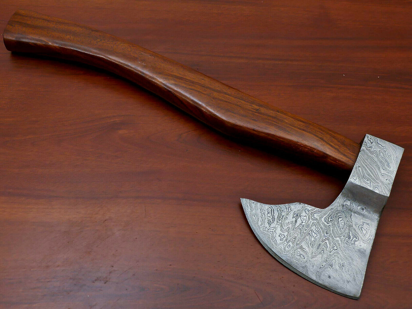 HS-1070 | Custom Handmade Damascus Hand Forged Tomahawk knife, Hatchet, Axe, Integral With Natural Wood