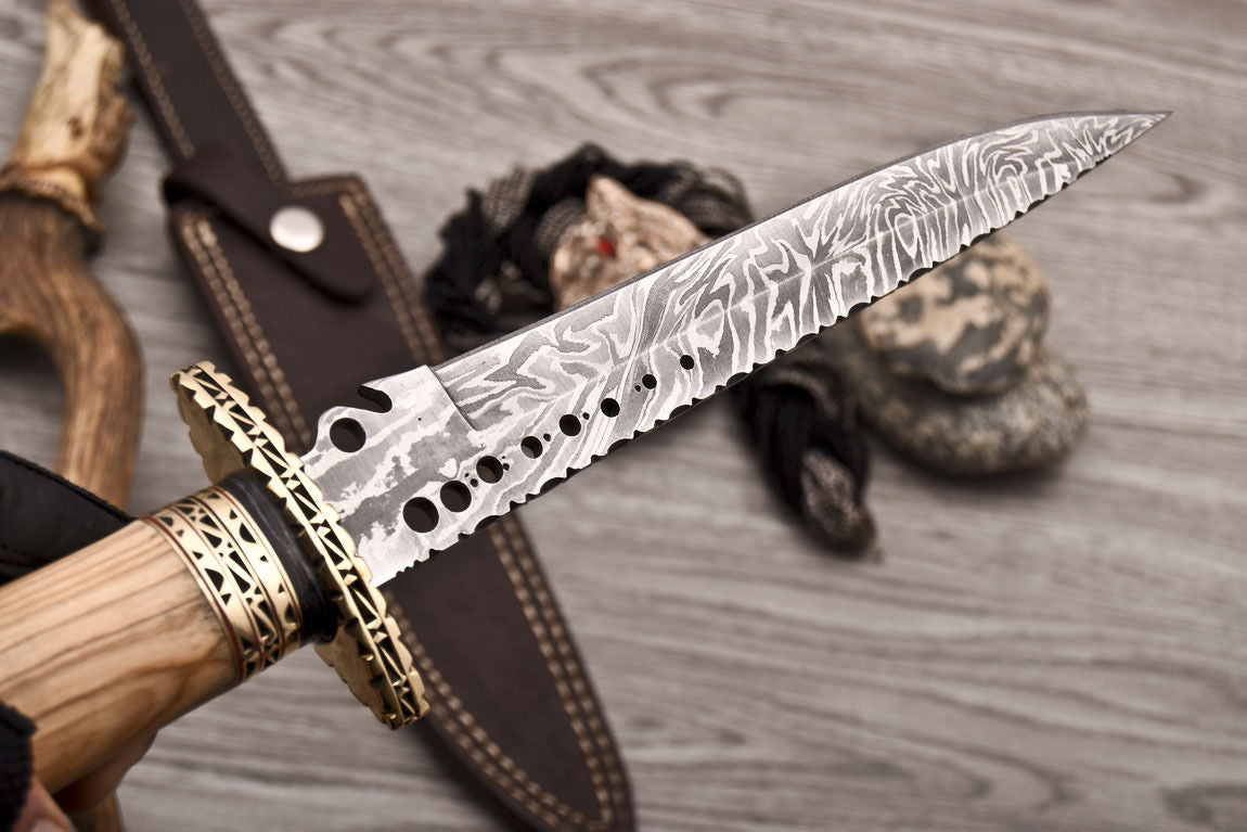 HS-531 Custom Handmade Damascus Hunting Fillet Fish Knife With Wood Handle