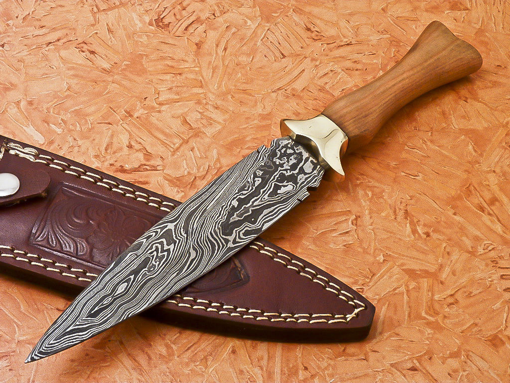 HS-868 Custom Handmade Damascus Dagger Knife With Wood Handle