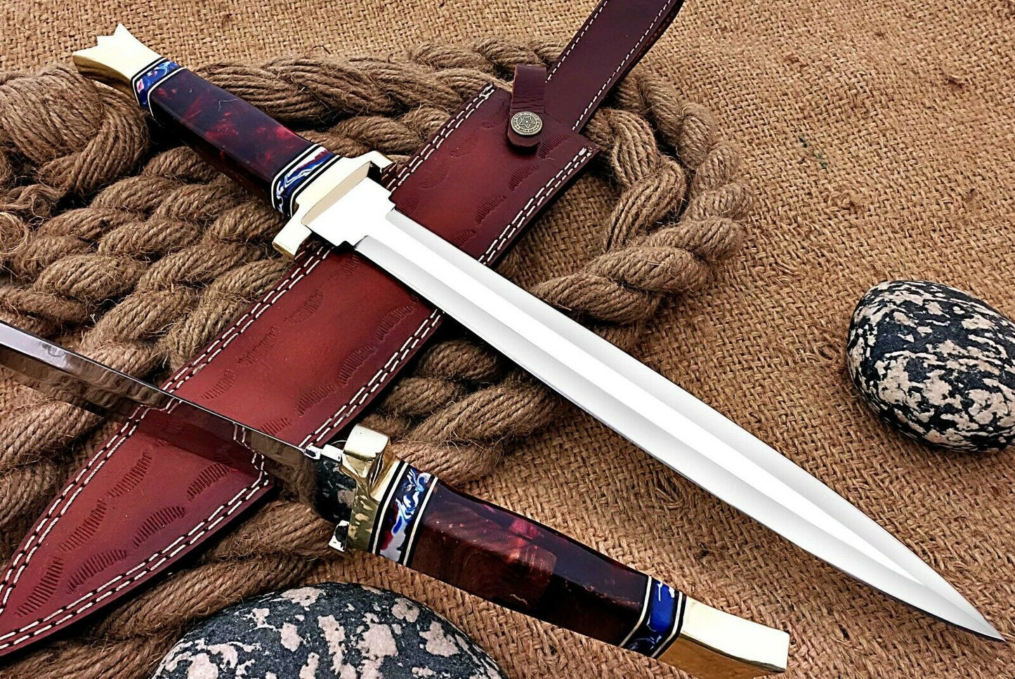 HS-1101 | Custom Handmade Steel D2 Fighter Hunting Combat Mini Sword knife With Resin Handle