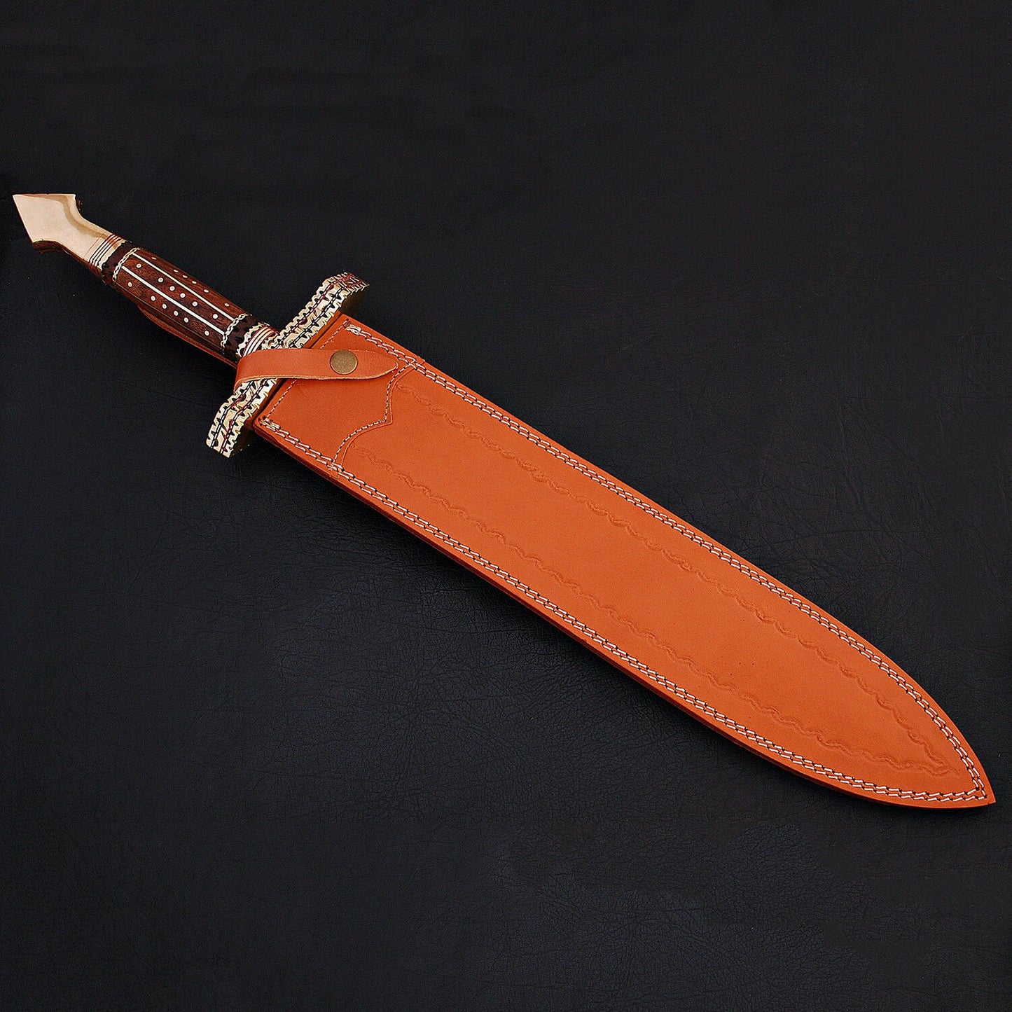Custom Handmade Damascus Dagger Sword Knife With Wood Handle Handle