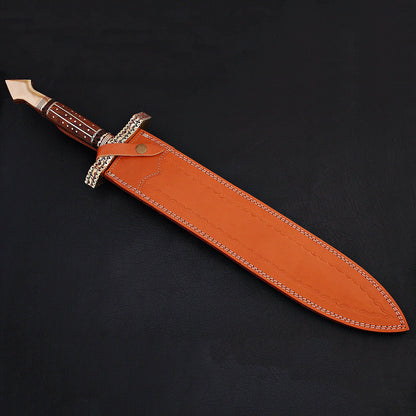 Custom Handmade Damascus Dagger Sword Knife With Wood Handle Handle