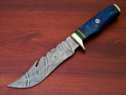 HS-518 Custom Handmade Damascus Hunting Blade Knife With Hard Wood Handle