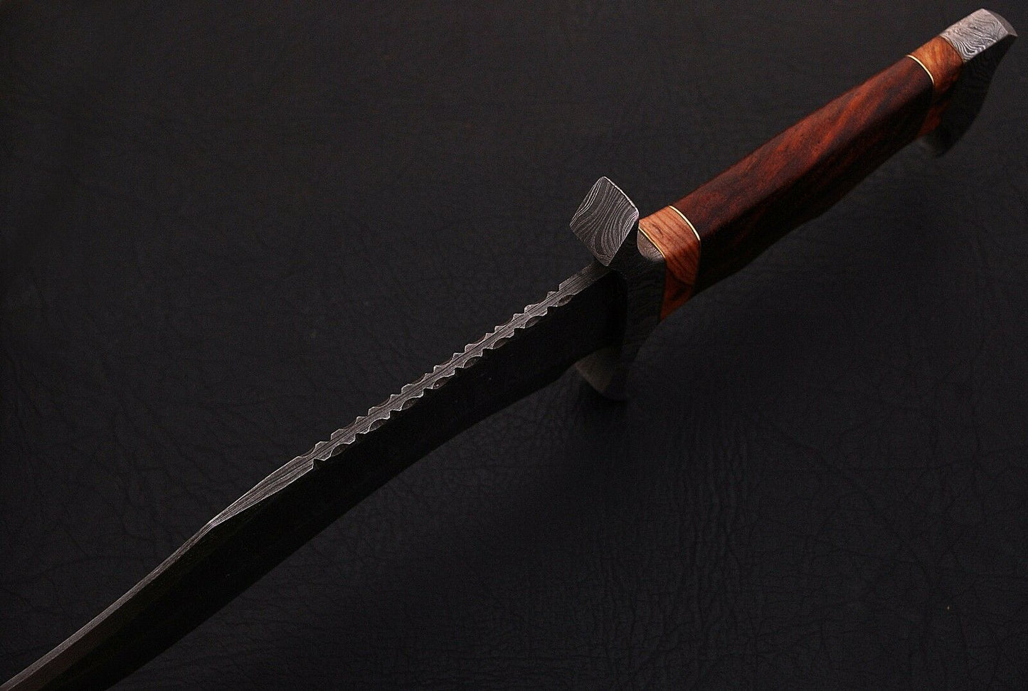 HS-345 | Custom Handmade Damascus Hunting/Bowie Knife 13 Inch With Wood Handle