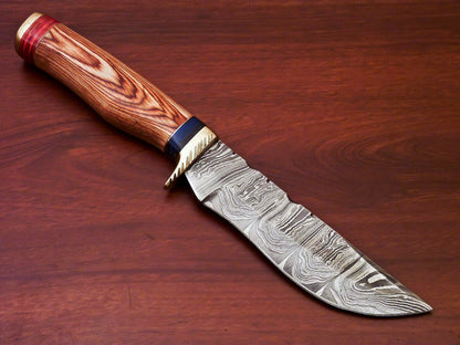 HS-511 Custom Handmade Damascus Hunting Knife With Hard Wood Handle