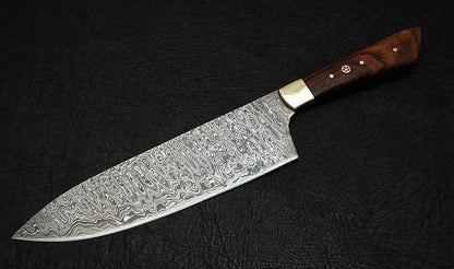 HS-298  Custom Handmade Damascus Kitchen/Chef Knife - Wood Handle - Best Price