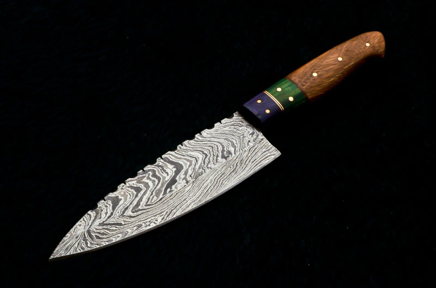 HS-457 Custom Handmade Damascus Kitchen/Chef Knife - Wood Handle - Best Price
