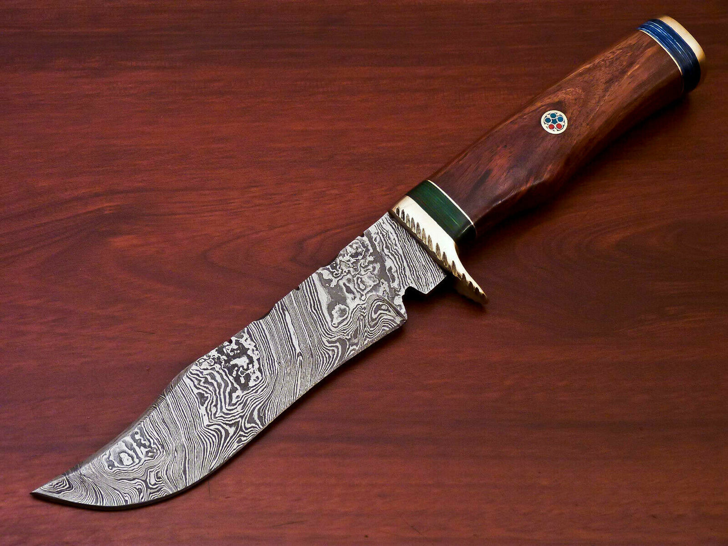 HS-524 Custom Handmade Damascus Hunting Knife Blade With Natural Wood Handle