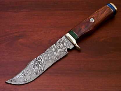 HS-524 Custom Handmade Damascus Hunting Knife Blade With Natural Wood Handle