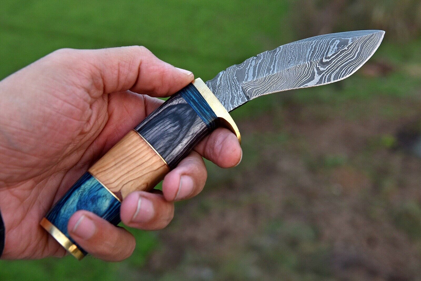 HS-880 Custom Handmade Damascus Kukri Knife With Hard Wood And Bone Handle