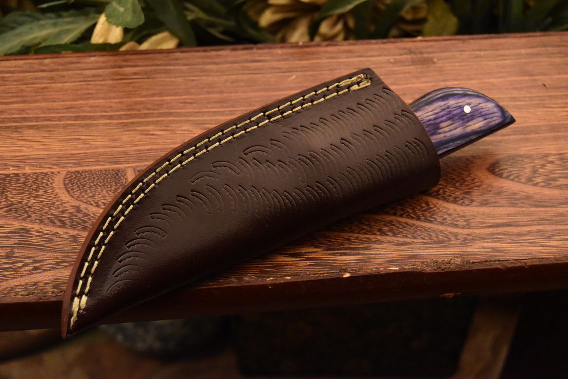 HS-829 Custom Handmade Damascus Skinner Knife With Hard Wood Handle
