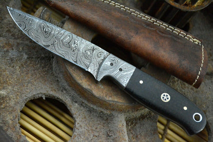 HS-847 Custom Handmade Damascus Skinner Knife With G-10 Micarta Handle