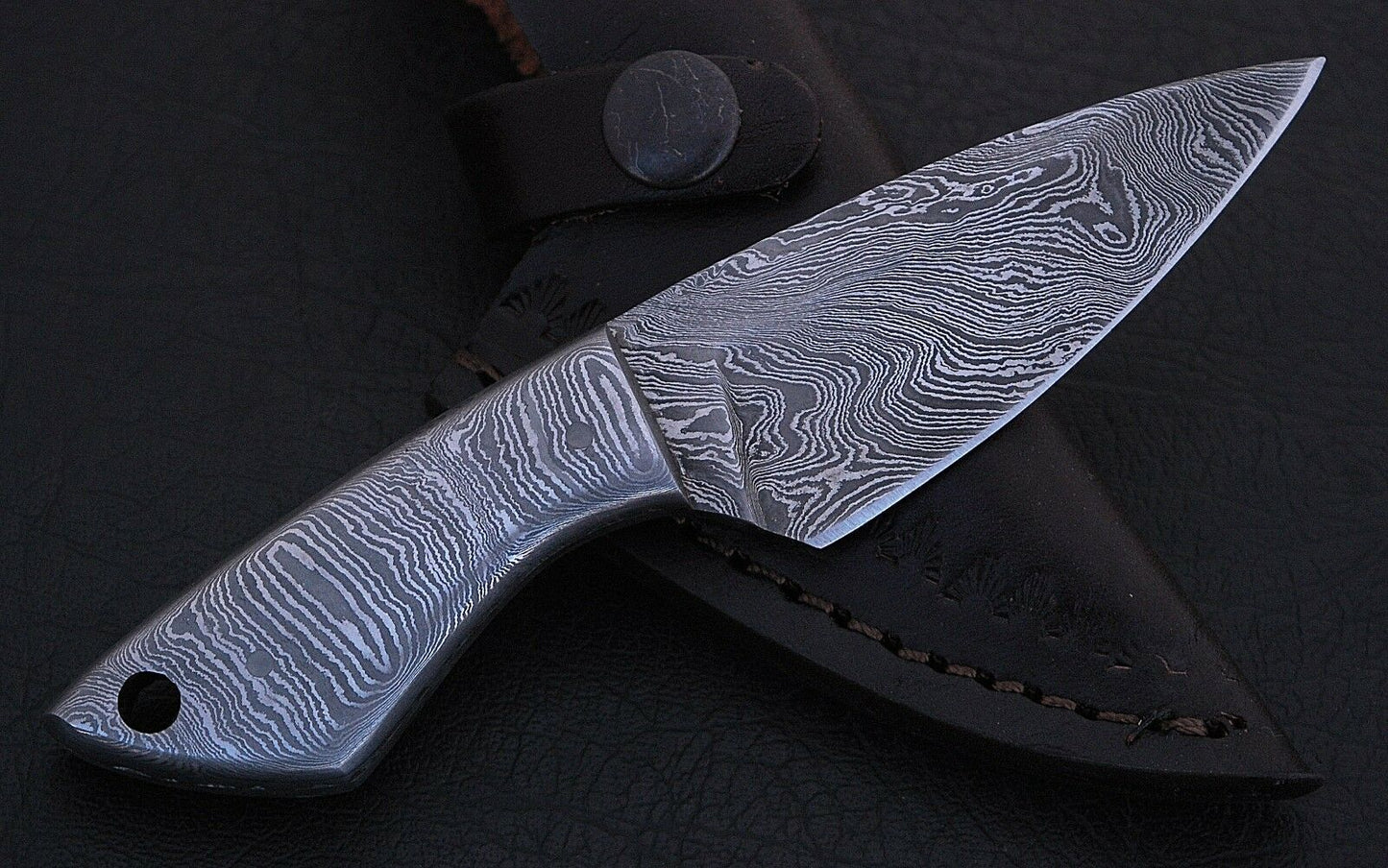HS-854 Custom Handmade Full Damascus Mini Skinner Knife Overall - 6'