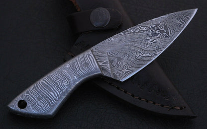 HS-854 Custom Handmade Full Damascus Mini Skinner Knife Overall - 6'