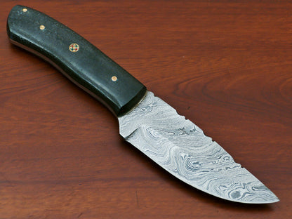HS-818 Custom Handmade Damascus Skinner Knife With Micarta Sheet Handle