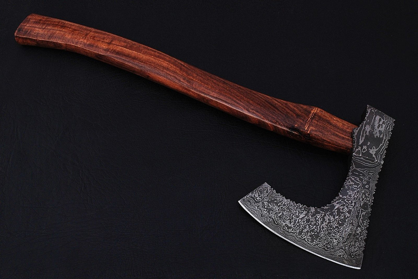 HS-1073 | Custom Handmade Damascus Steel Hand Forged Axe With Rose Wood