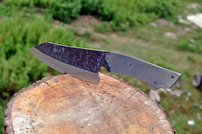 HS-300 Custom Handmade Damascus Forged Railroad Spike Carbon Steel Chef Knife Blank Blade