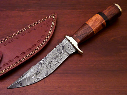 HS-525 Custom Handmade Damascus Hunting Knife Blade With Wood Handle