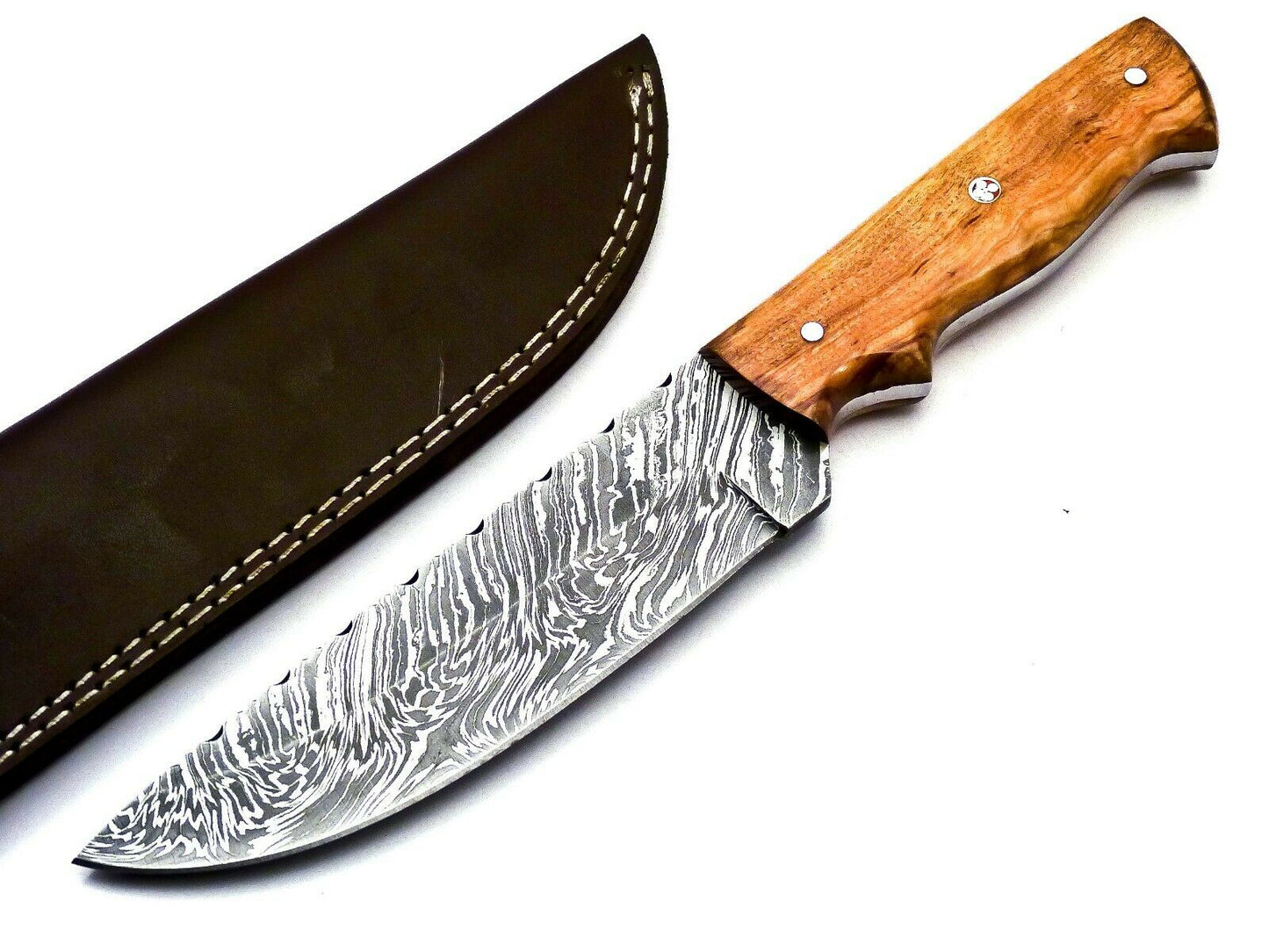 HS-823 Custom Handmade Damascus Skinner Knife With Wood Handle