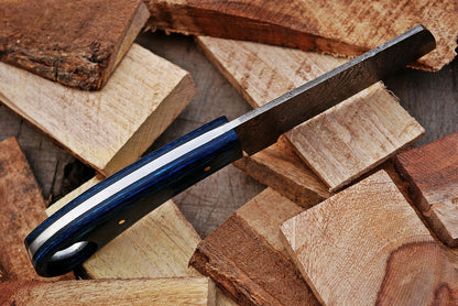 HS-1009 | Custom Handmade Damascus Cowboy Bull Cutter Knife With Beautiful Hard Wood Handle