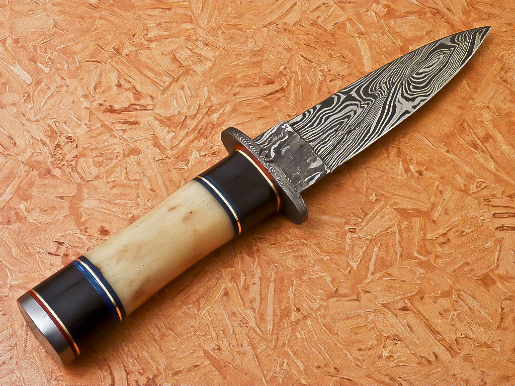 Custom Handmade Damascus Hunting Dagger Knife With Camel Bone Handle