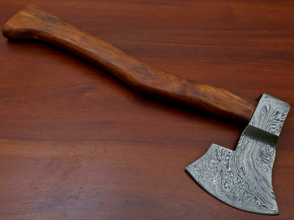HS-1071 | Custom Handmade Damascus Hand Forged Tomahawk knife, Hatchet, Axe, Integral With Natural Wood