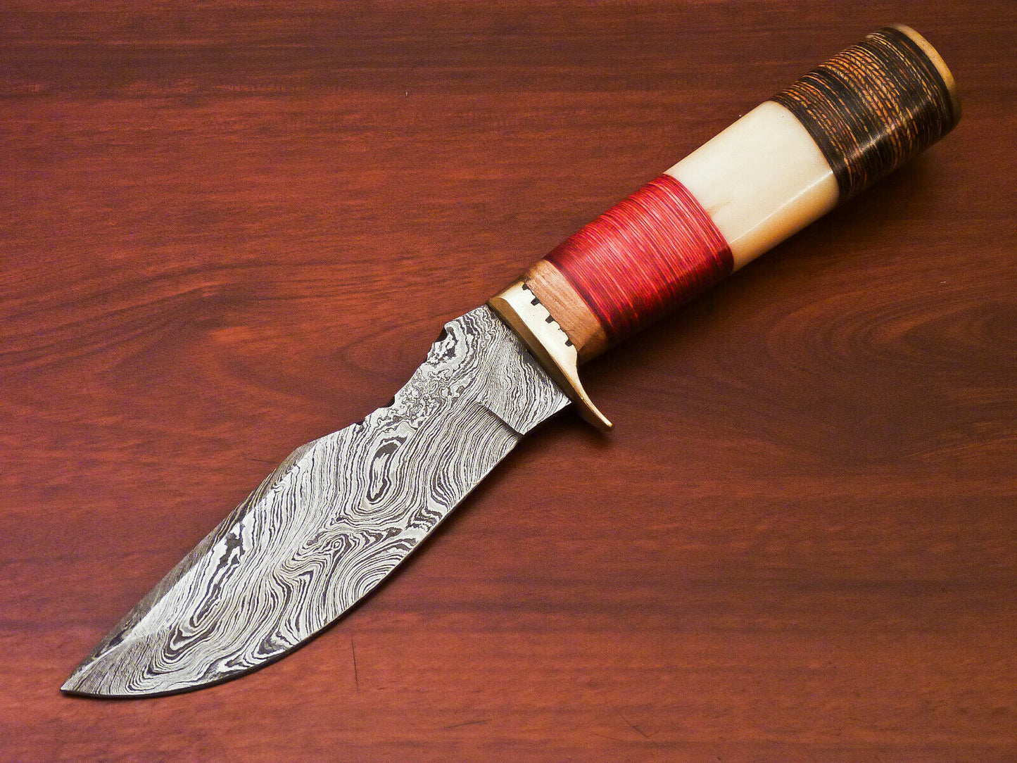 HS-520 Custom Handmade Damascus Hunting Blade Knife With Natural & Hard Wood Handle