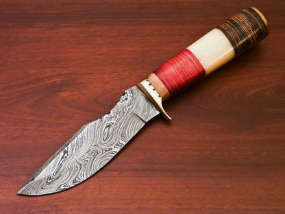 HS-520 Custom Handmade Damascus Hunting Blade Knife With Natural & Hard Wood Handle