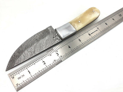 HS-822 Custom Handmade Damascus Skinner Knife With Camel Bone Handle