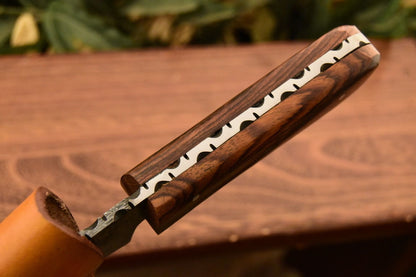 HS-828 Custom Handmade Damascus Skinner Knife With Pure Wood Handle
