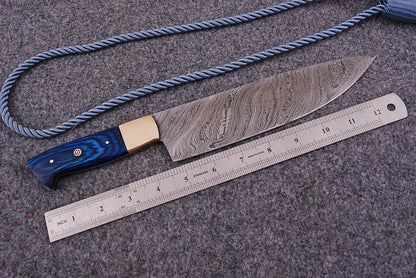 HS-291 Custom Handmade Damascus Kitchen/Chef Knife - Hard Wood Handle - Best Price